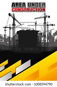 Construction silhouettes vector background, Book Cover Design.