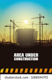 Construction silhouettes vector background, Book Cover Design.