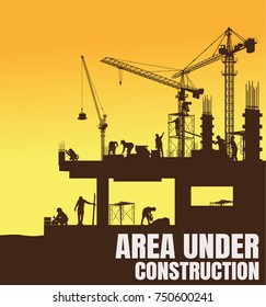 Construction silhouettes vector background,Book Cover Design.