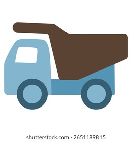 Construction site activity with a blue dump truck on a sunny day