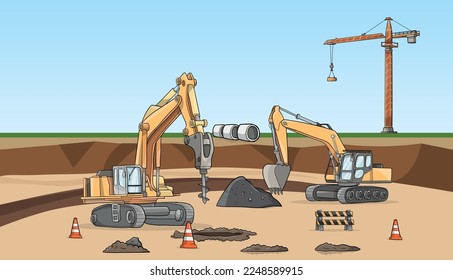 Construction site build illustration vector