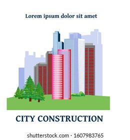 Construction site. Building a city. Construction area. Vector illustration isolated on white background.