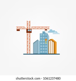 Construction site, building a house. Vector illustration.