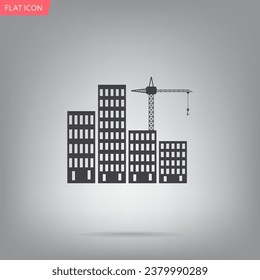 Construction site, building a house - vector flat illustration.