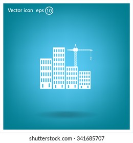 Construction site, building a house - vector flat illustration.