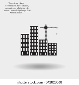 Construction site, building a house - vector flat illustration.