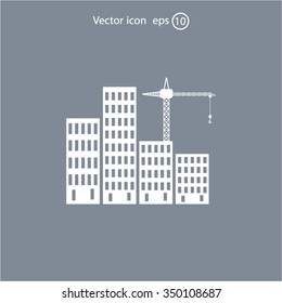 Construction site, building a house - vector flat illustration.
