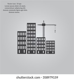 Construction site, building a house - vector flat illustration.