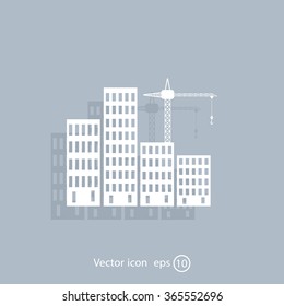 Construction site, building a house - vector flat illustration.
