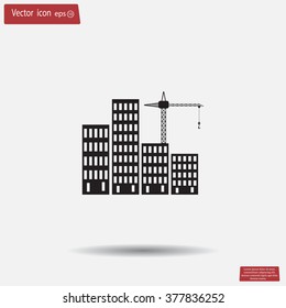 Construction site, building a house - vector flat illustration.