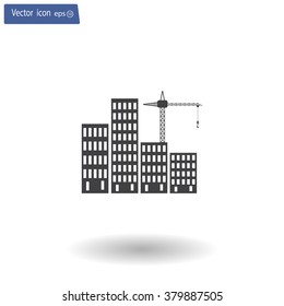 Construction site, building a house - vector flat illustration.