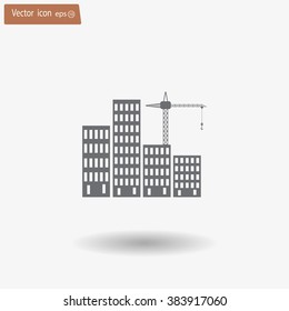 Construction site, building a house - vector flat illustration.
