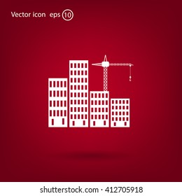 Construction site, building a house - vector flat illustration.