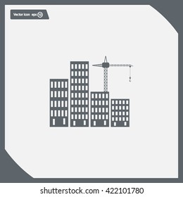 Construction site, building a house - vector flat illustration.