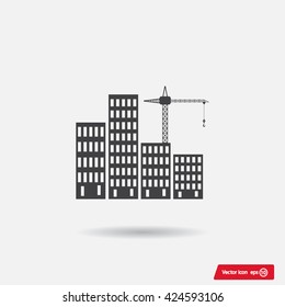 Construction site, building a house - vector flat illustration.