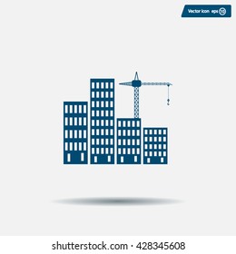 Construction site, building a house - vector flat illustration.