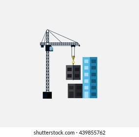 Construction site, building a house - vector flat illustration.