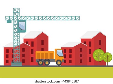 Construction site, building a house. Vector illustration eps 10