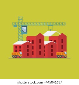 Construction site, building a house vector flat eps10
