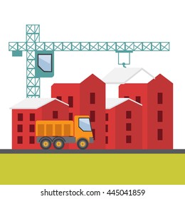 Construction site, building a house vector flat eps10