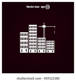 Construction site, building a house - vector flat illustration.