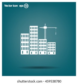 Construction site, building a house - vector flat illustration.