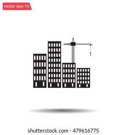 Construction site, building a house - vector flat illustration.