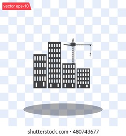 Construction site, building a house - vector flat illustration.