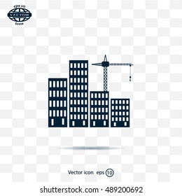 Construction site, building a house - vector flat illustration.