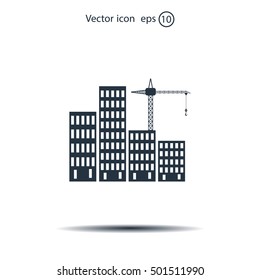 Construction site, building a house - vector flat illustration.