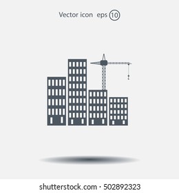 Construction site, building a house - vector flat illustration.