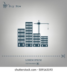 Construction site, building a house - vector flat illustration.