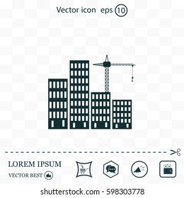 Construction site, building a house - vector flat illustration.
