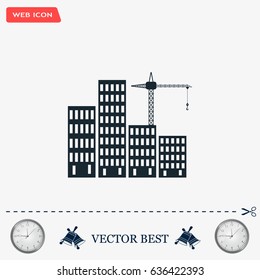 Construction site, building a house - vector flat illustration.