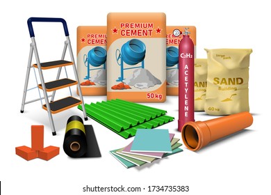 Construction Site Building Materials Vector 260nw 1734735383 