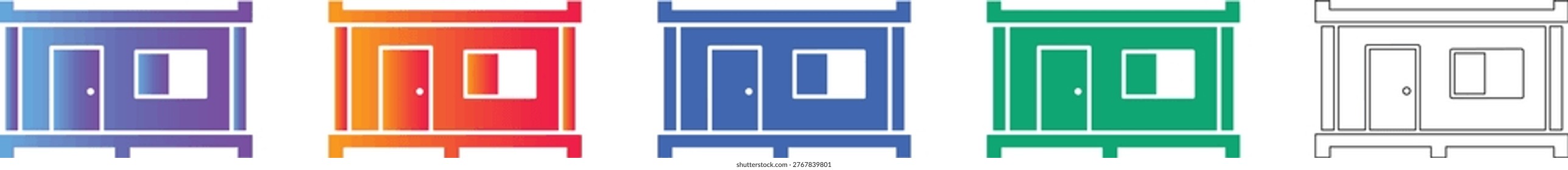 Construction Site Container Cabin Icons vol 1638