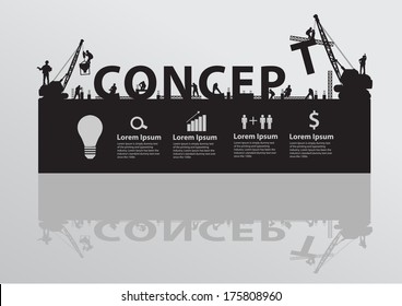 Construction site crane building concept text, Vector illustration template design 