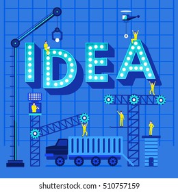 Construction site crane building concept text, Vector illustration template design Text IDEA