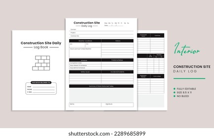 Construction Site Daily Log Kdp Interior Template