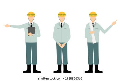 Construction site director pose set, male