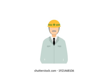 Construction site director pose set, senior male