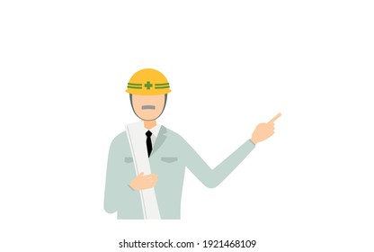 Conjunto de posiciones del director del sitio de construcción, hombre de alto rango