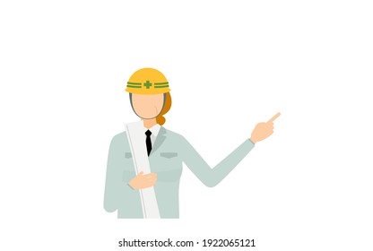 Construction site director pose set, senior female