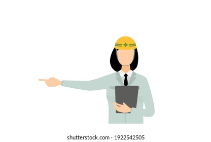 Construction site director pose set, female