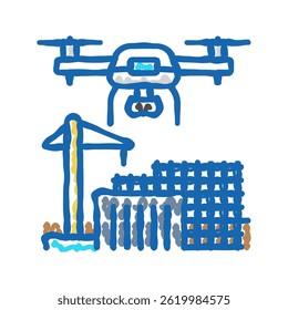construction site drone doodle icon sketch vector. construction site drone sign. isolated symbol illustration