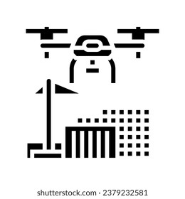 vector de icono de glifo drone en el sitio de construcción. señal de drones de la construcción. ilustración de símbolo aislado