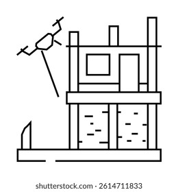 construction site drone line icon vector. construction site drone sign. isolated contour symbol black illustration