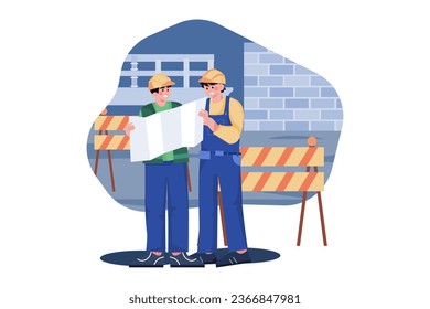 Construction site engineer doing routine standup