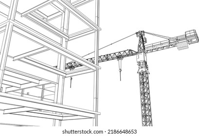 Construction Site Engineering Line Sketch Tower Stock Vector (Royalty ...