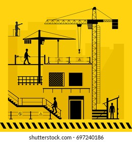 Construction site. Fencing for safe work. Vector illustration.